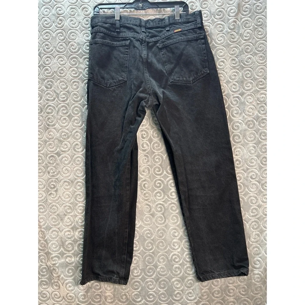 VTG Rustler Jeans Mens 36x29 Black Denim Relaxed Fit Casual‎ Pants